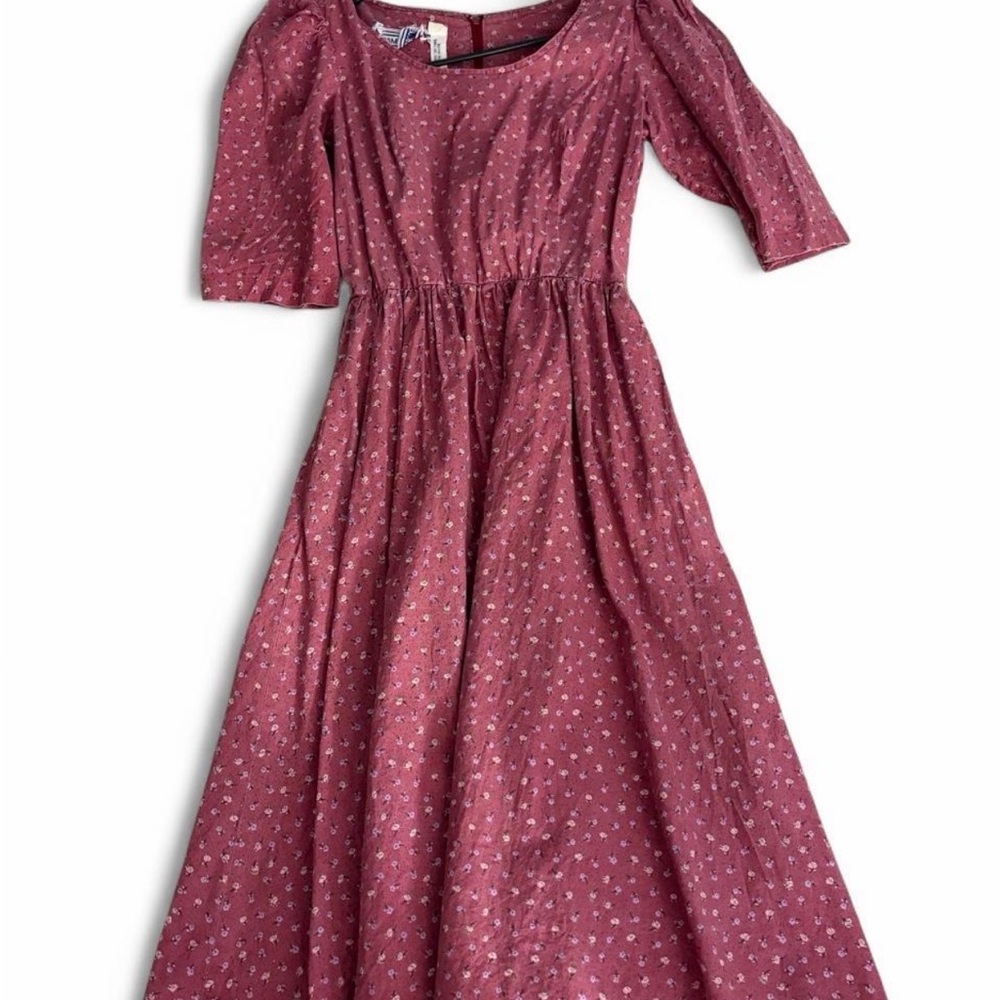 Vintage Pink Floral Midi Dress -